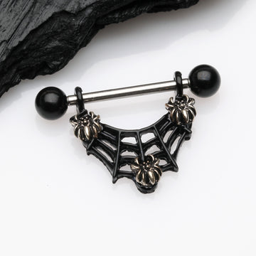 Detail View 1 of A Pair of Blackline Dark Triple Spider on Web Nipple Shield